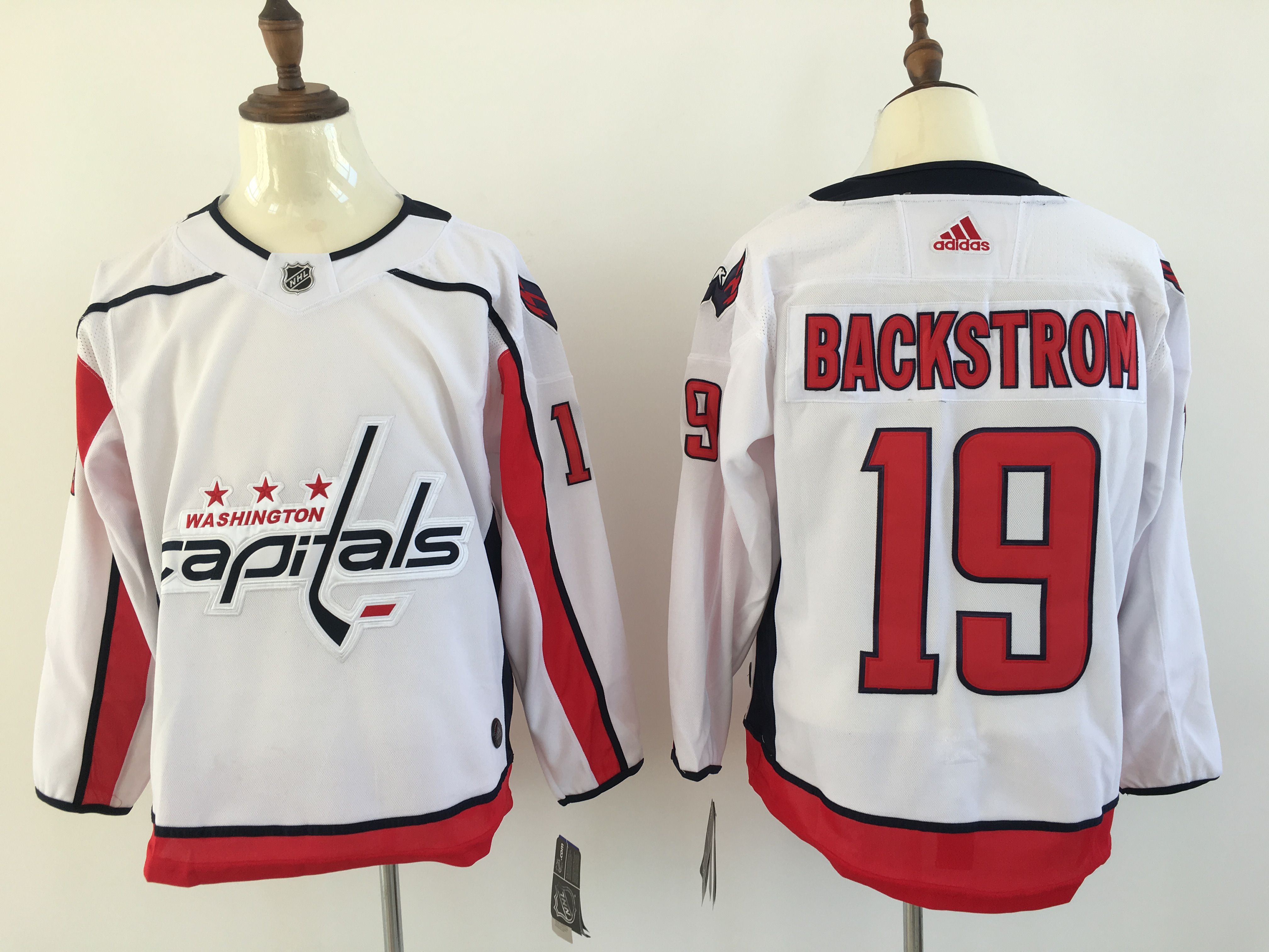 Men Washington Capitals 19 Backstrom White Adidas Hockey Stitched NHL Jerseys